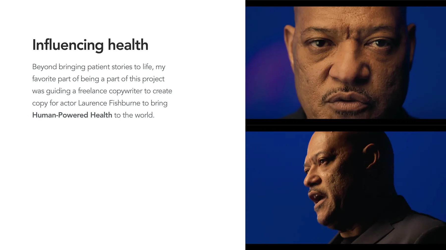 Abbott Influencing health slide featuring Laurence Fishburne