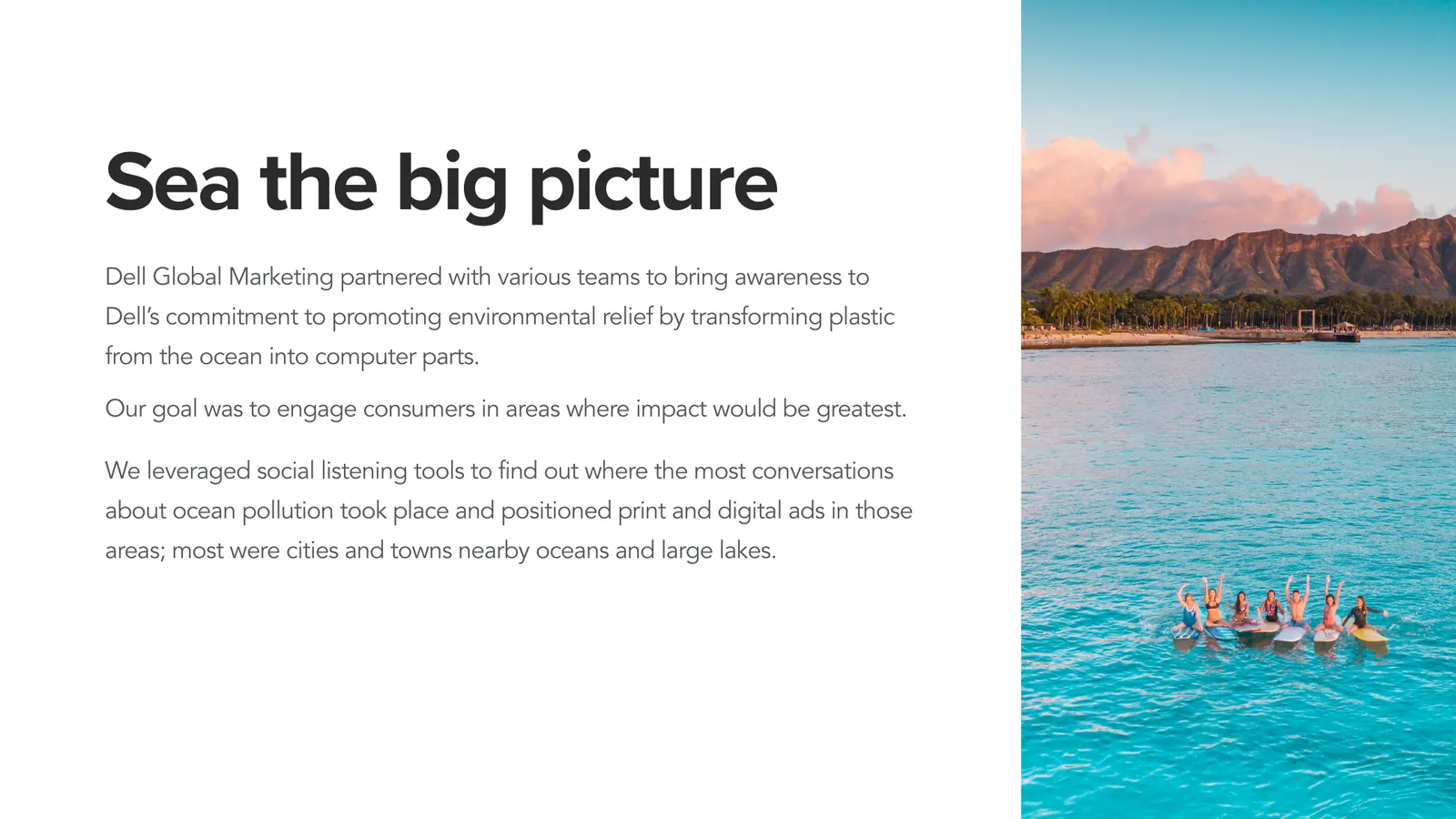 Dell ocean plastic corporate social responsibility page from Unique Michael portfolio